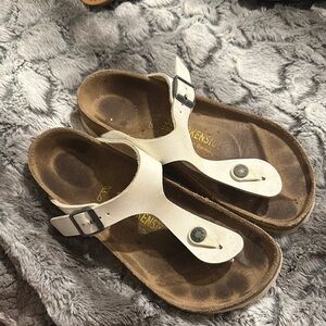 Birkenstock White and Brown Sandals size 36. Used condition